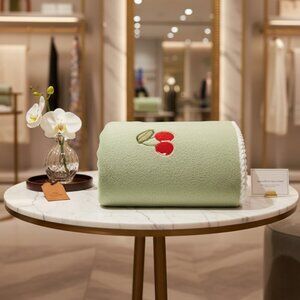 GREEN FULL SIZE CHERRY EMBROIDERED BATH TOWEL 1 PIECE